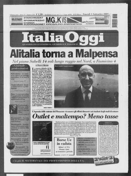 Italia oggi : quotidiano di economia finanza e politica